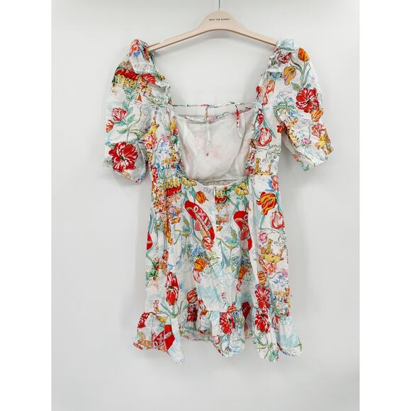 RIXO Camile Ruffle Linen Blend Mini Dress Size M - Picture 6 of 7